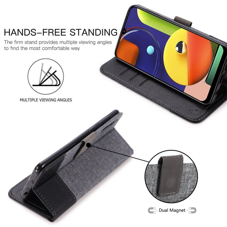 For Galaxy A50s MUMXA MX102 Horizontal Flip Canvas Stitching Leather Case with Holder & Card Slots & Wallet