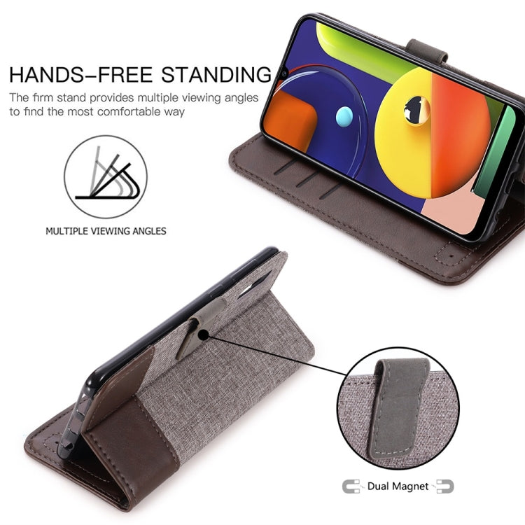 For Galaxy A50s MUMXA MX102 Horizontal Flip Canvas Stitching Leather Case with Holder & Card Slots & Wallet