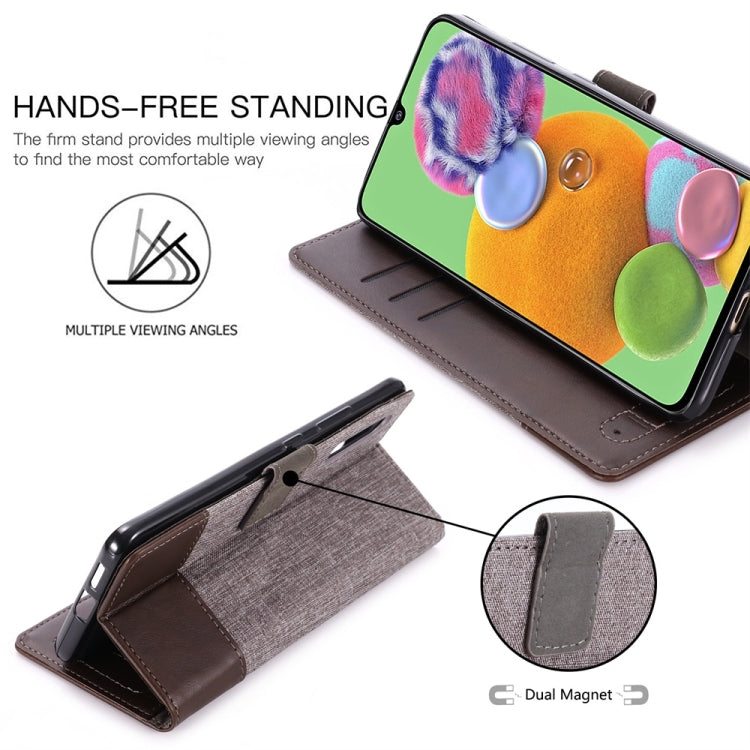 For Galaxy A90 5G MUMXA MX102 Horizontal Flip Canvas Stitching Leather Case with Holder & Card Slots & Wallet(Brown)