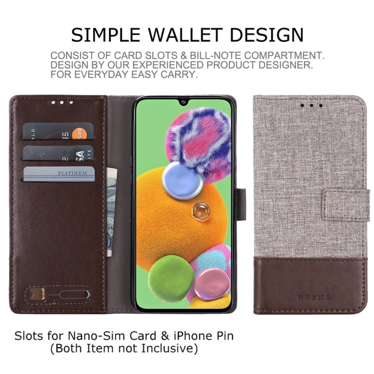 For Galaxy A90 5G MUMXA MX102 Horizontal Flip Canvas Stitching Leather Case with Holder & Card Slots & Wallet(Brown)