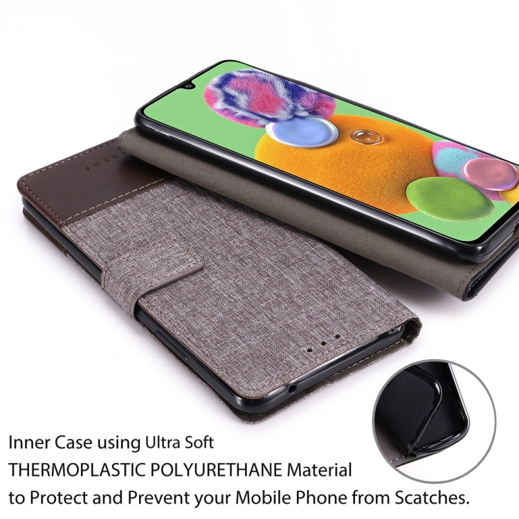 For Galaxy A90 5G MUMXA MX102 Horizontal Flip Canvas Stitching Leather Case with Holder & Card Slots & Wallet(Brown)
