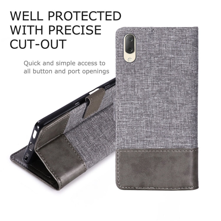 For Sony Xperia L3 MUMXA MX102 Horizontal Flip Canvas Stitching Leather Case with Holder & Card Slots & Wallet(Grey)