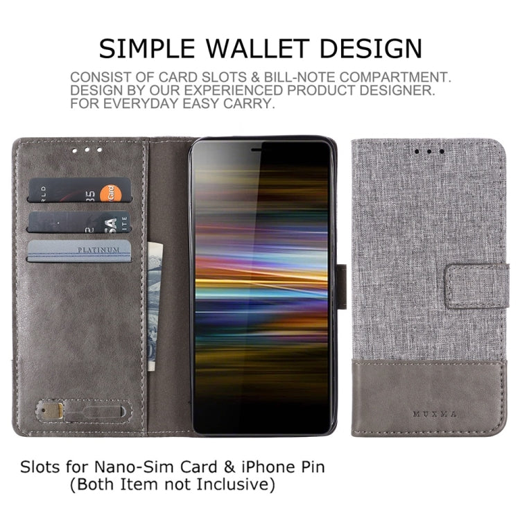 For Sony Xperia L3 MUMXA MX102 Horizontal Flip Canvas Stitching Leather Case with Holder & Card Slots & Wallet(Grey)