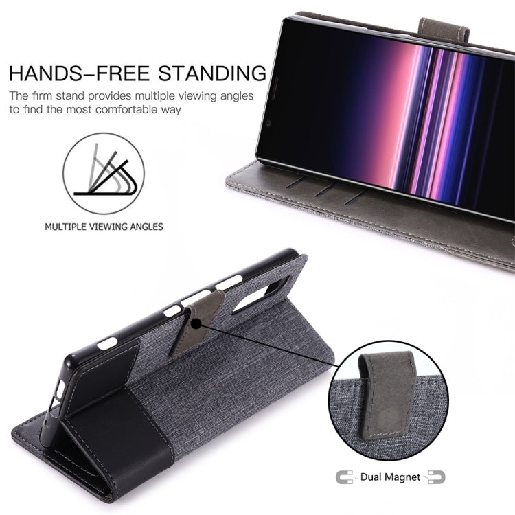 For Sony Xperia 5 MUMXA MX102 Horizontal Flip Canvas Stitching Leather Case with Holder & Card Slots & Wallet