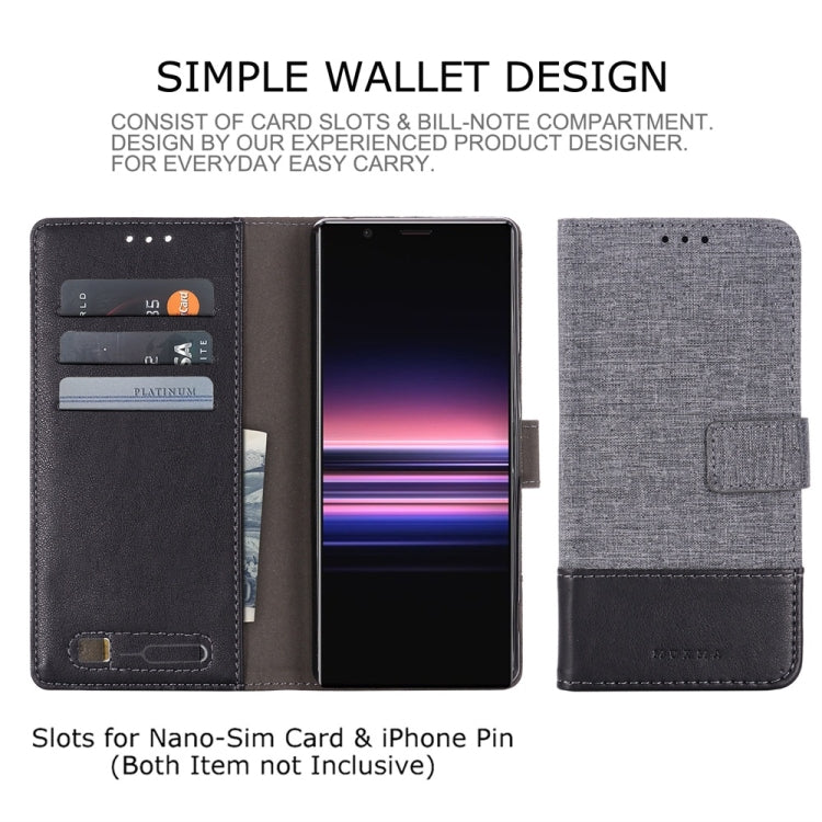 For Sony Xperia 5 MUMXA MX102 Horizontal Flip Canvas Stitching Leather Case with Holder & Card Slots & Wallet