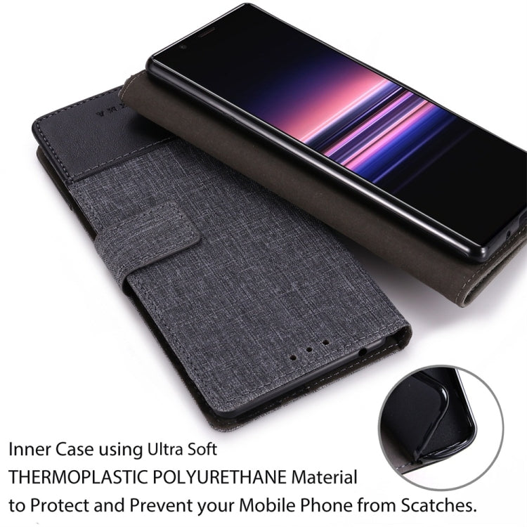 For Sony Xperia 5 MUMXA MX102 Horizontal Flip Canvas Stitching Leather Case with Holder & Card Slots & Wallet