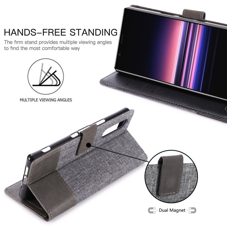 For Sony Xperia 5 MUMXA MX102 Horizontal Flip Canvas Stitching Leather Case with Holder & Card Slots & Wallet