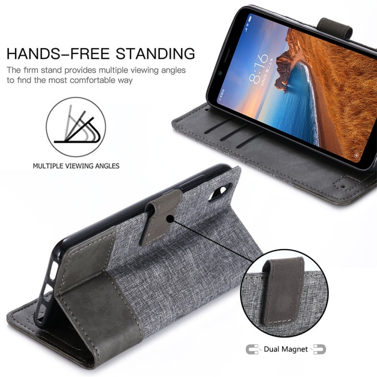 For Xiaomi Redmi 7A MUMXA MX102 Horizontal Flip Canvas Stitching Leather Case with Holder & Card Slots & Wallet