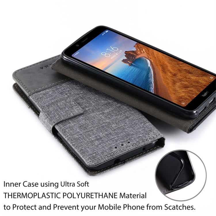 For Xiaomi Redmi 7A MUMXA MX102 Horizontal Flip Canvas Stitching Leather Case with Holder & Card Slots & Wallet