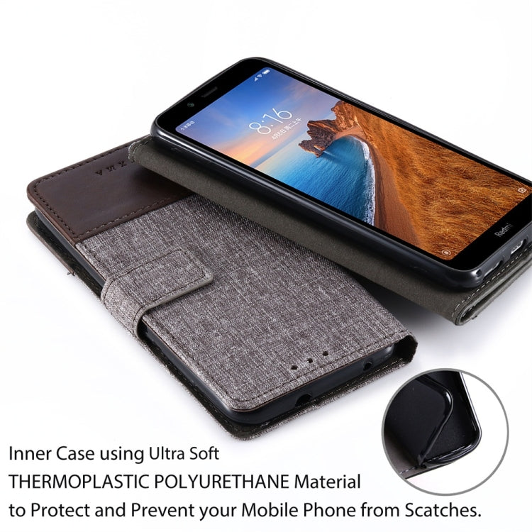 For Xiaomi Redmi 7A MUMXA MX102 Horizontal Flip Canvas Stitching Leather Case with Holder & Card Slots & Wallet
