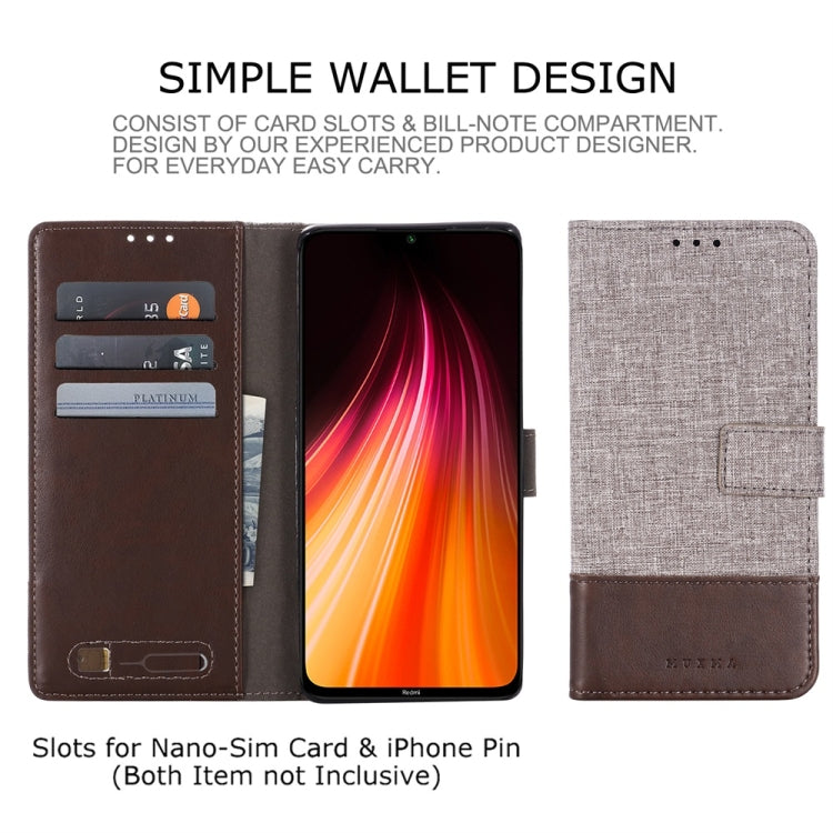 For Xiaomi Redmi Note 8T MUMXA MX102 Horizontal Flip Canvas Stitching Leather Case with Holder & Card Slots & Wallet(Brown)