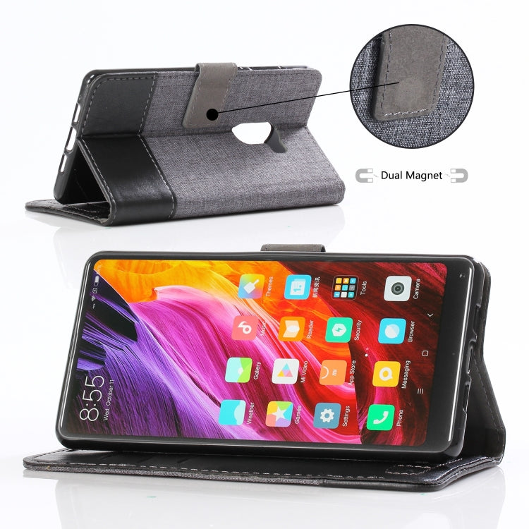 For Xiaomi Mi Mix 2 MUMXA MX102 Horizontal Flip Canvas Stitching Leather Case with Holder & Card Slots & Wallet(Black)