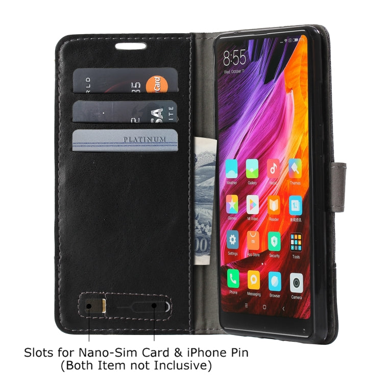 For Xiaomi Mi Mix 2 MUMXA MX102 Horizontal Flip Canvas Stitching Leather Case with Holder & Card Slots & Wallet(Black)