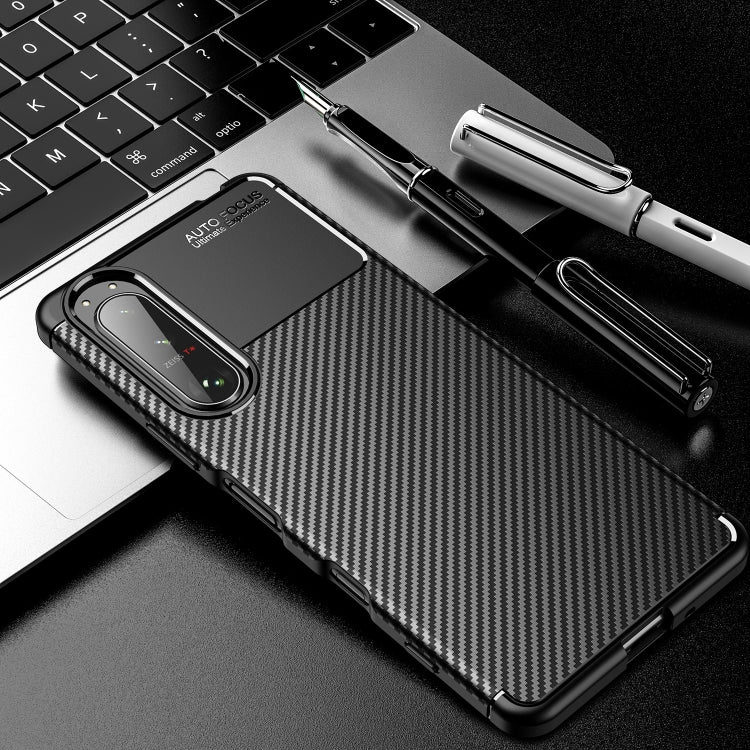 For Sony Xperia 5 III Carbon Fiber Texture Shockproof TPU Phone Case