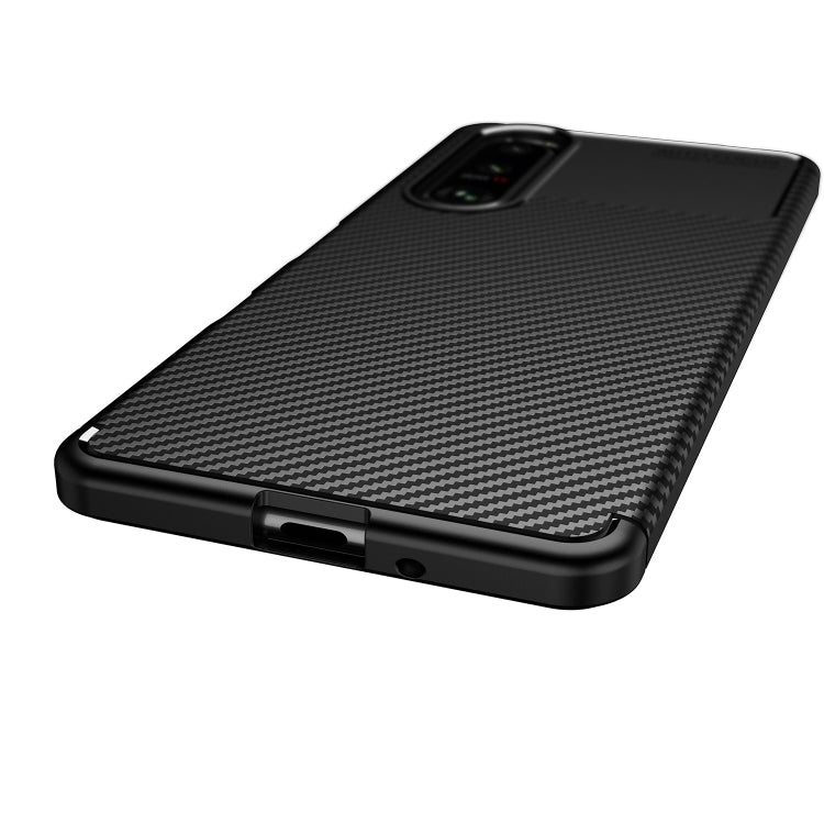 For Sony Xperia 5 III Carbon Fiber Texture Shockproof TPU Phone Case
