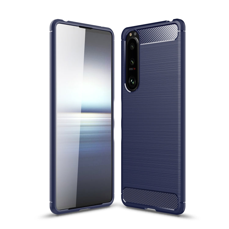 For Sony Xperia 5 III Brushed Carbon Fiber Texture Shockproof TPU Phone Case