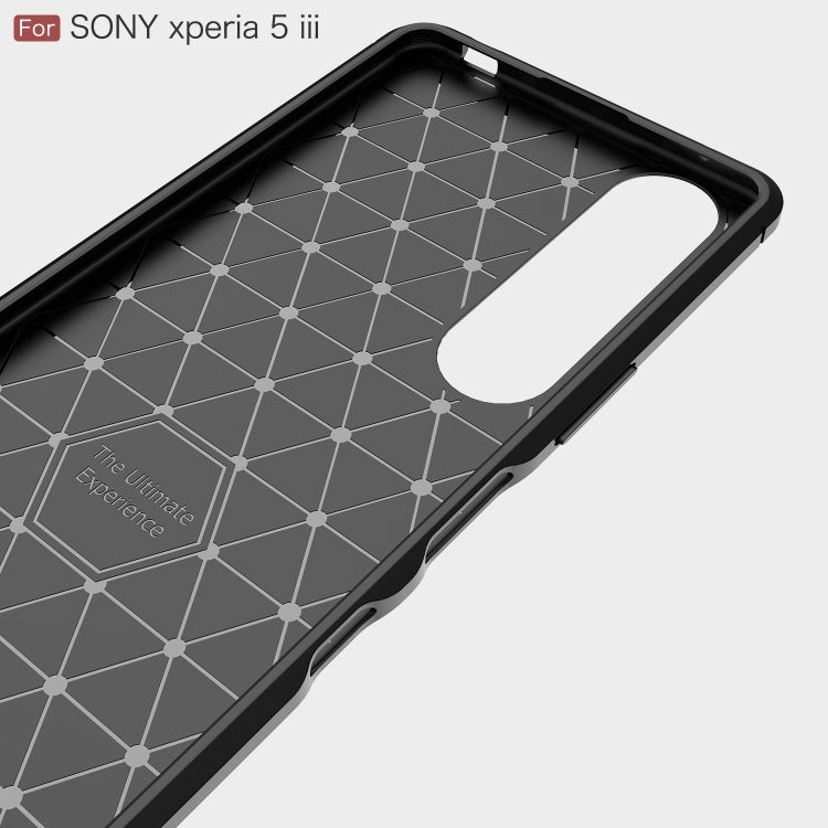 For Sony Xperia 5 III Brushed Carbon Fiber Texture Shockproof TPU Phone Case