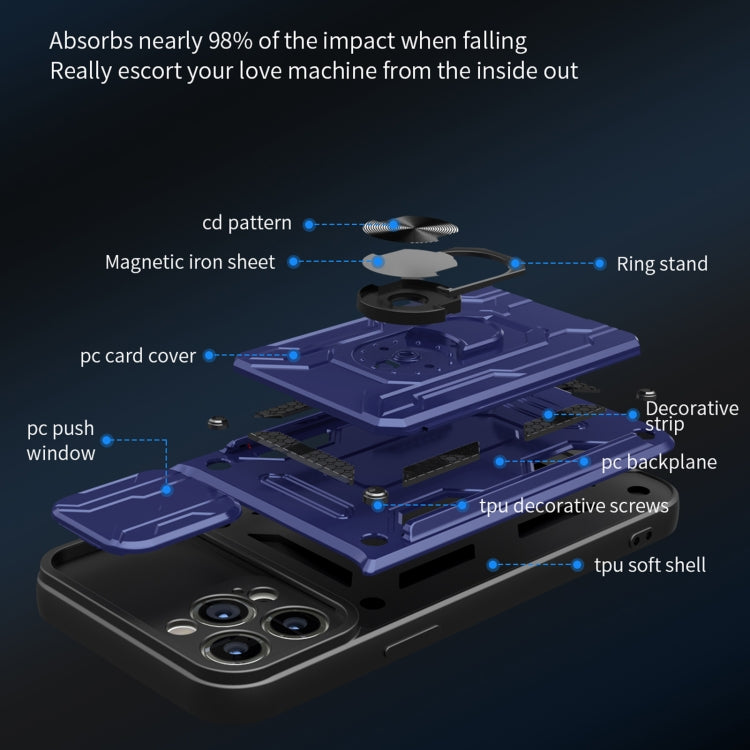 For iPhone 13 Pro Sliding Camshield Card Phone Case