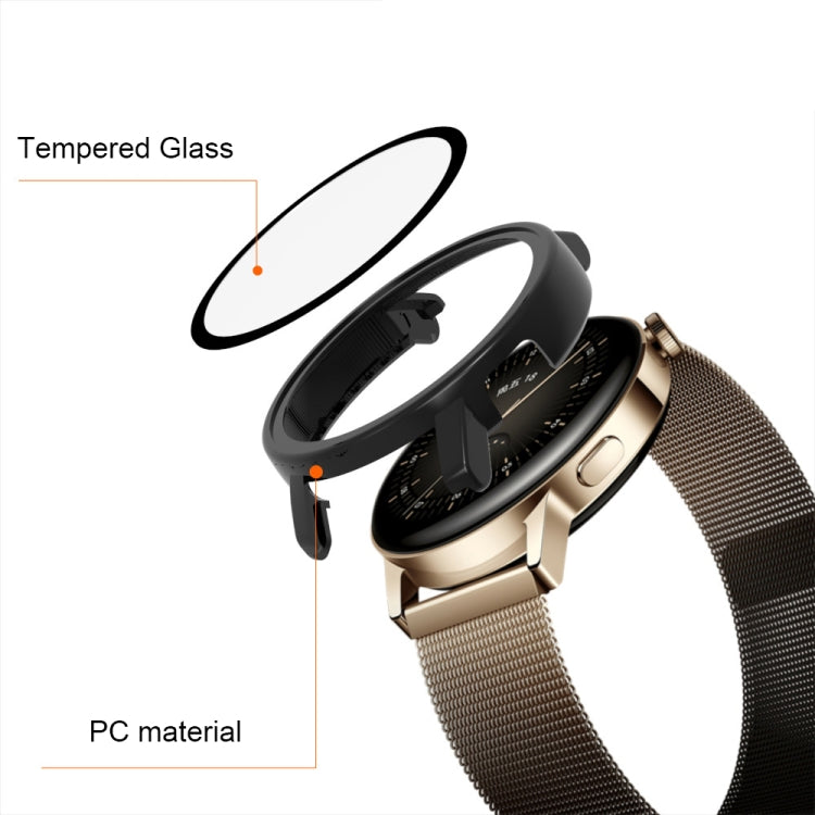 For Huawei Watch GT 3 46mm PC + Tempered Glass Watch Protective Case
