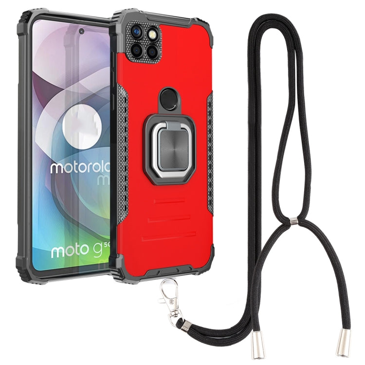 For Motorola Moto G 5G / One 5G Ace Aluminum Alloy + TPU Phone Case with Lanyard