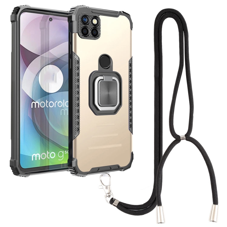 For Motorola Moto G 5G / One 5G Ace Aluminum Alloy + TPU Phone Case with Lanyard