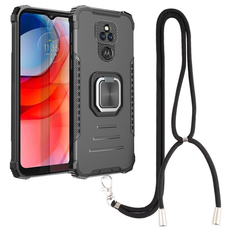 For Motorola Moto G Play 2021 Aluminum Alloy + TPU Phone Case with Lanyard