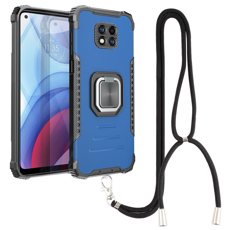 For Motorola Moto G Power 2021 Aluminum Alloy + TPU Phone Case with Lanyard