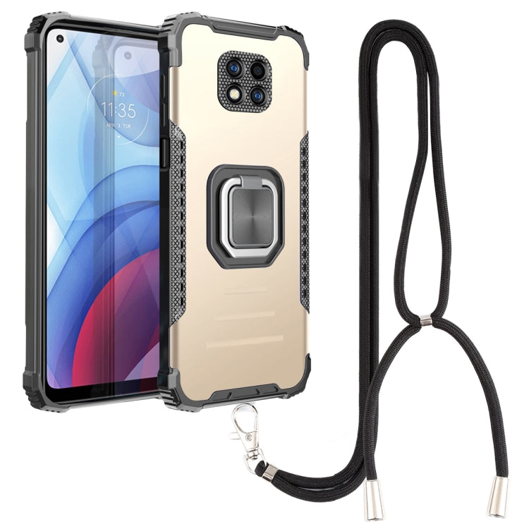 For Motorola Moto G Power 2021 Aluminum Alloy + TPU Phone Case with Lanyard