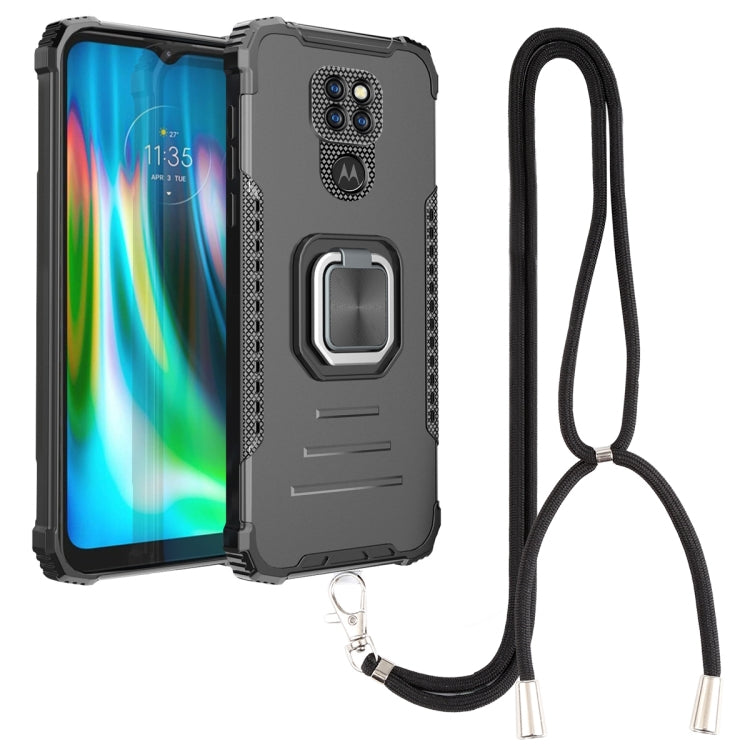For Motorola Moto G9 / G9 Play / E7 Plus Aluminum Alloy + TPU Phone Case with Lanyard