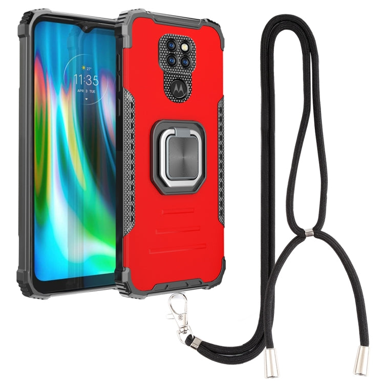 For Motorola Moto G9 / G9 Play / E7 Plus Aluminum Alloy + TPU Phone Case with Lanyard