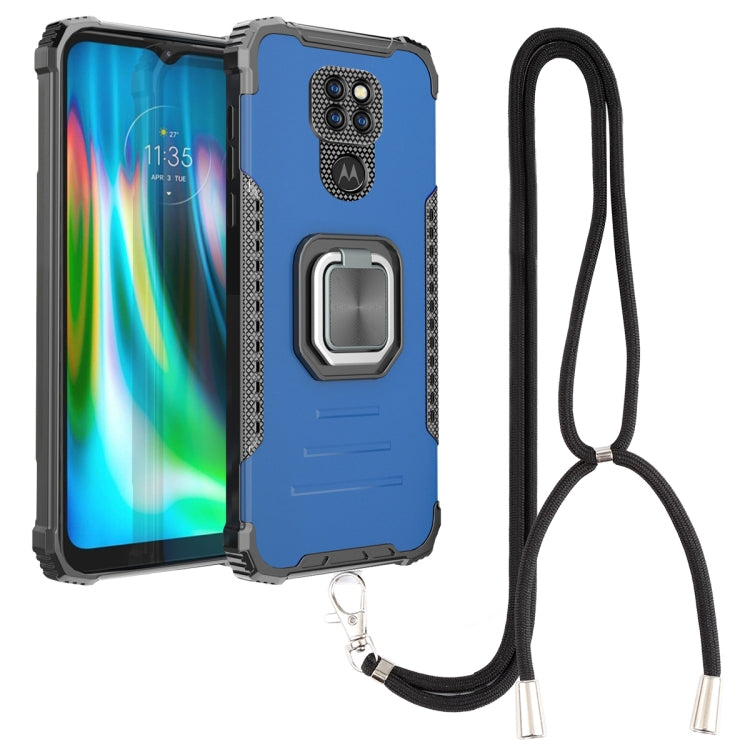 For Motorola Moto G9 / G9 Play / E7 Plus Aluminum Alloy + TPU Phone Case with Lanyard