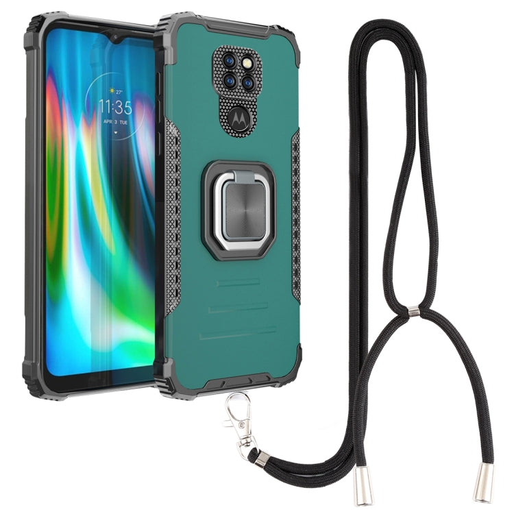 For Motorola Moto G9 / G9 Play / E7 Plus Aluminum Alloy + TPU Phone Case with Lanyard