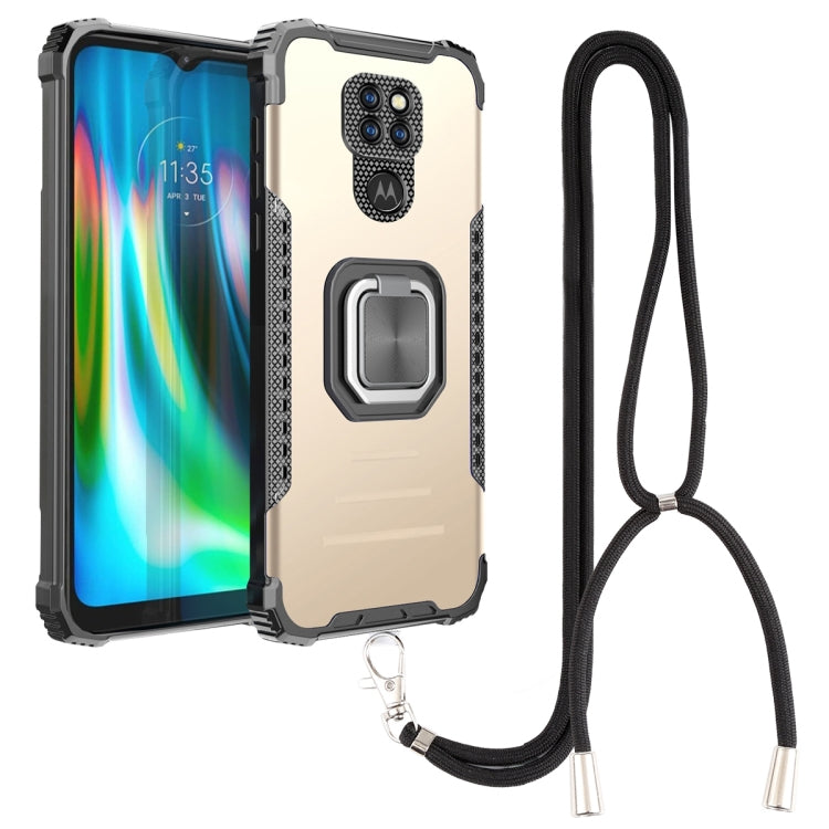 For Motorola Moto G9 / G9 Play / E7 Plus Aluminum Alloy + TPU Phone Case with Lanyard
