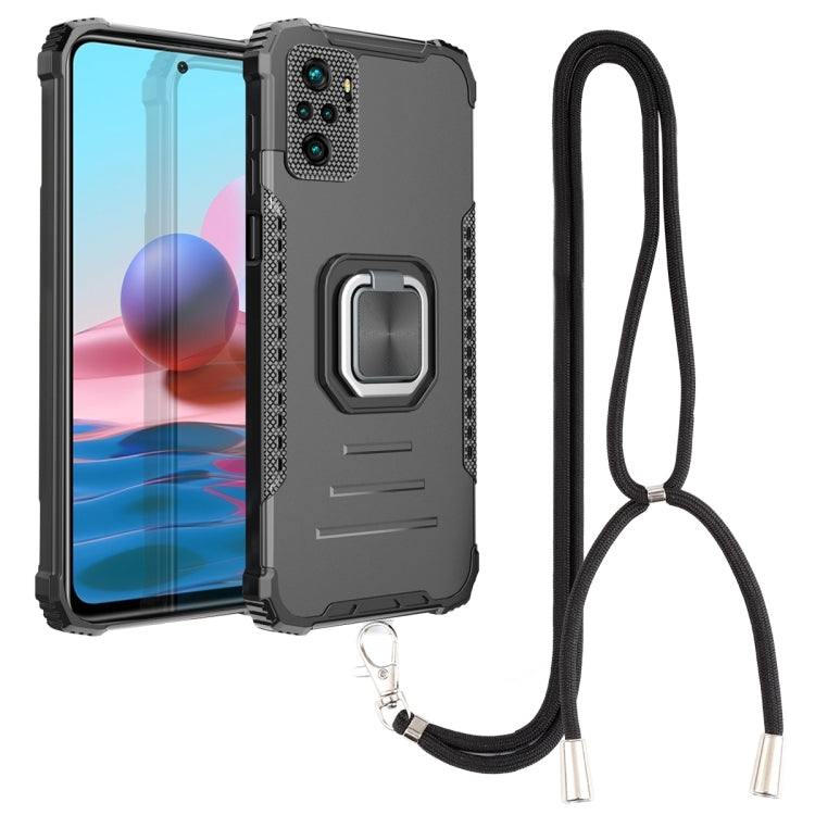 For Xiaomi Redmi Note 10 4G / Note 10S Aluminum Alloy + TPU Phone Case with Lanyard