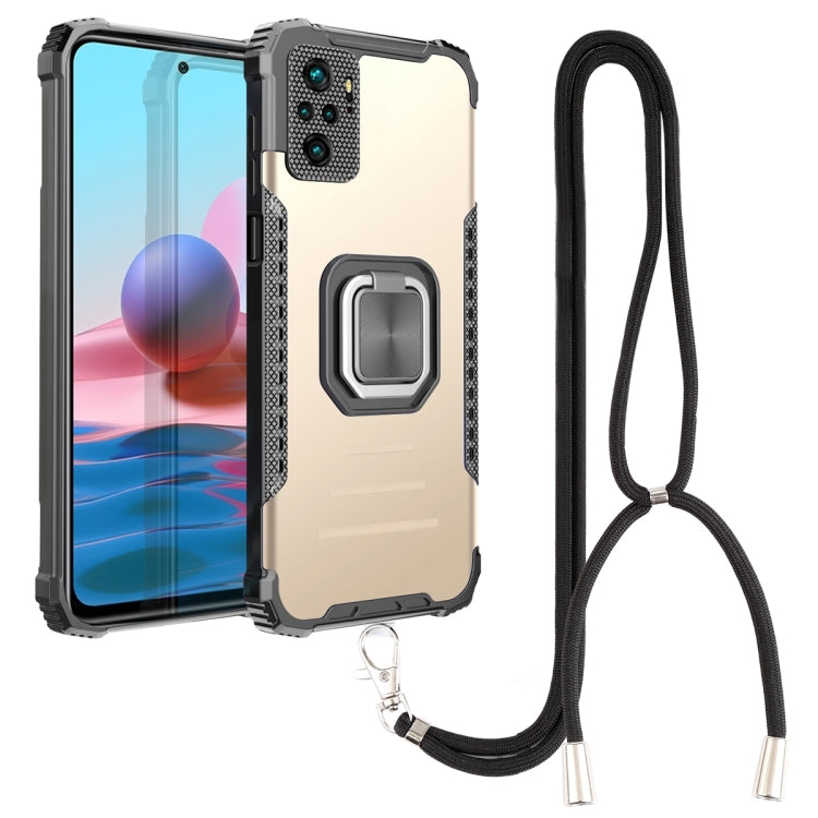 For Xiaomi Redmi Note 10 4G / Note 10S Aluminum Alloy + TPU Phone Case with Lanyard