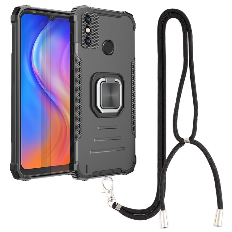 For Tecno Spark 6 Go Aluminum Alloy + TPU Phone Case with Lanyard