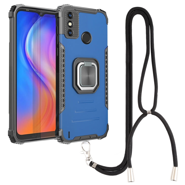 For Tecno Spark 6 Go Aluminum Alloy + TPU Phone Case with Lanyard