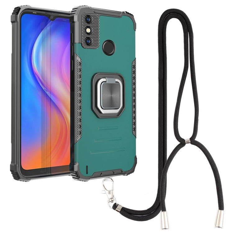 For Tecno Spark 6 Go Aluminum Alloy + TPU Phone Case with Lanyard