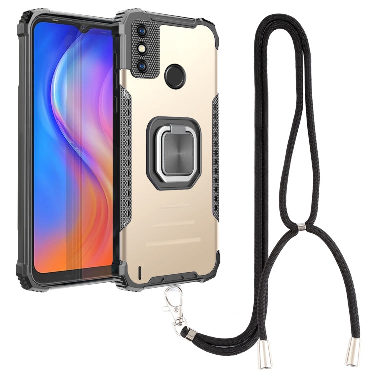 For Tecno Spark 6 Go Aluminum Alloy + TPU Phone Case with Lanyard