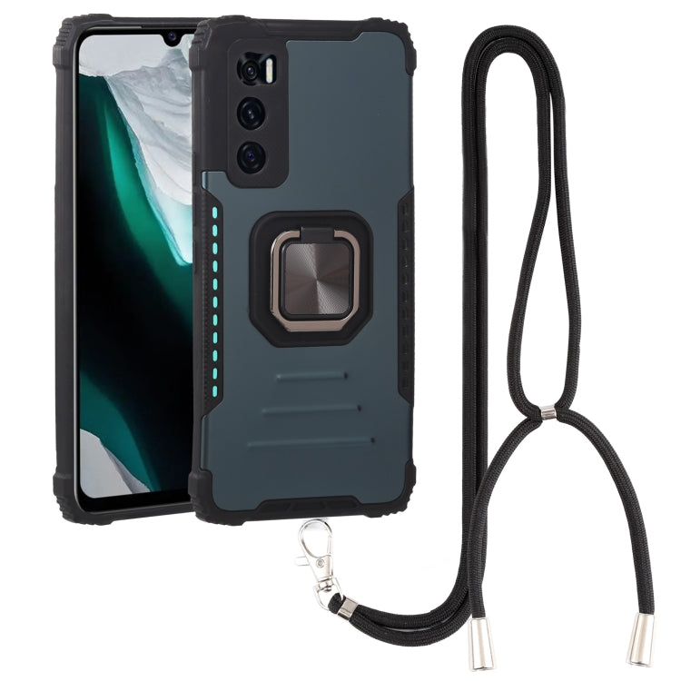 For vivo V20 SE Aluminum Alloy + TPU Phone Case with Lanyard