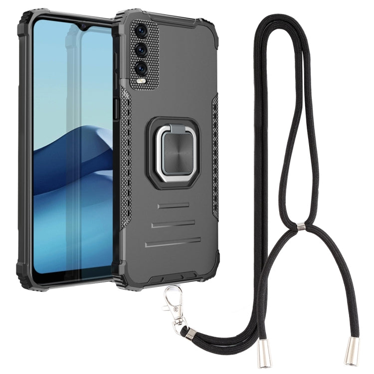 For vivo Y20 / Y20i / Y20s / Y12a / Y12s Aluminum Alloy + TPU Phone Case with Lanyard
