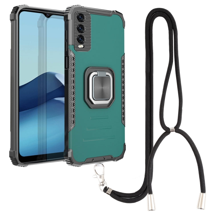 For vivo Y20 / Y20i / Y20s / Y12a / Y12s Aluminum Alloy + TPU Phone Case with Lanyard
