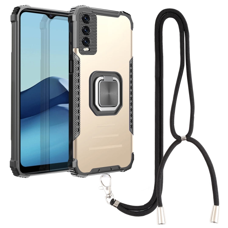 For vivo Y20 / Y20i / Y20s / Y12a / Y12s Aluminum Alloy + TPU Phone Case with Lanyard