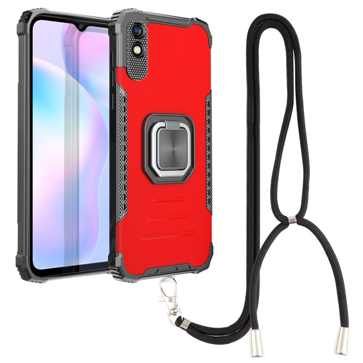For Xiaomi Redmi 9A Aluminum Alloy + TPU Phone Case with Lanyard