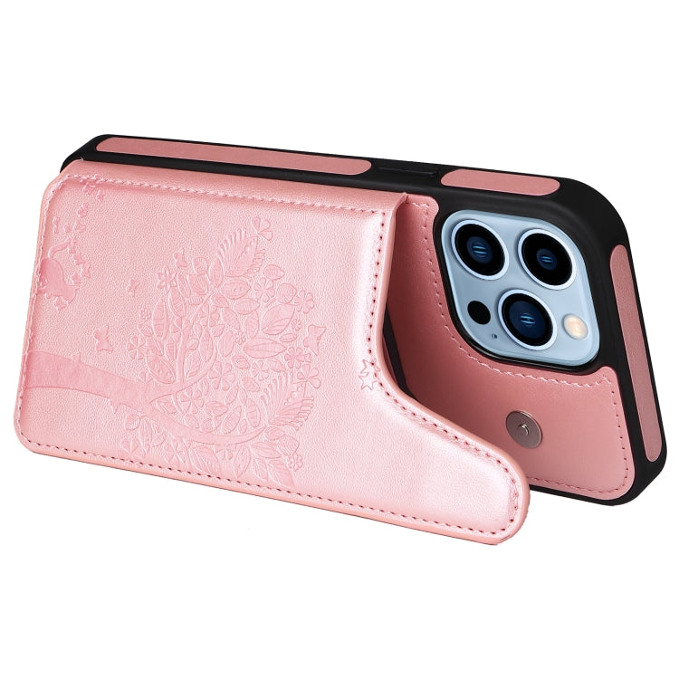 For iPhone 13 Pro Max Cat Tree Embossing Pattern Shockproof Phone Case