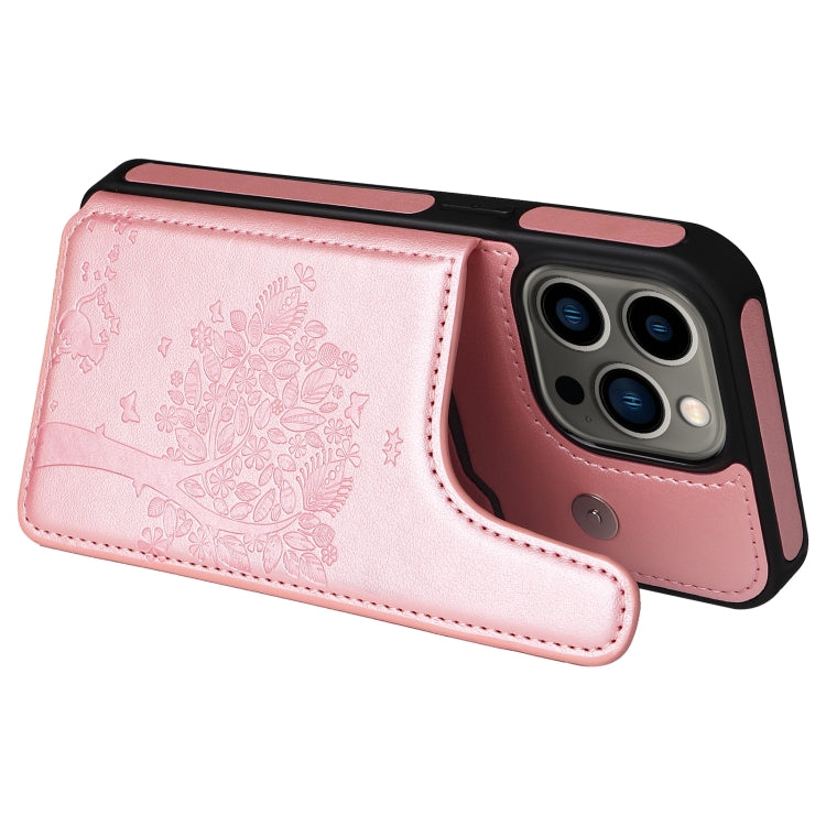 For iPhone 13 Pro Cat Tree Embossing Pattern Shockproof Phone Case