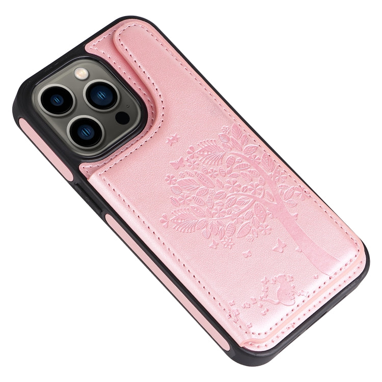 For iPhone 13 Pro Cat Tree Embossing Pattern Shockproof Phone Case