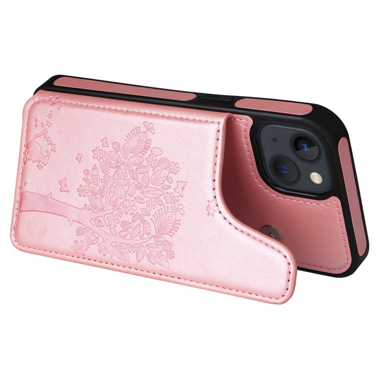 For iPhone 13 mini Cat Tree Embossing Pattern Shockproof Phone Case