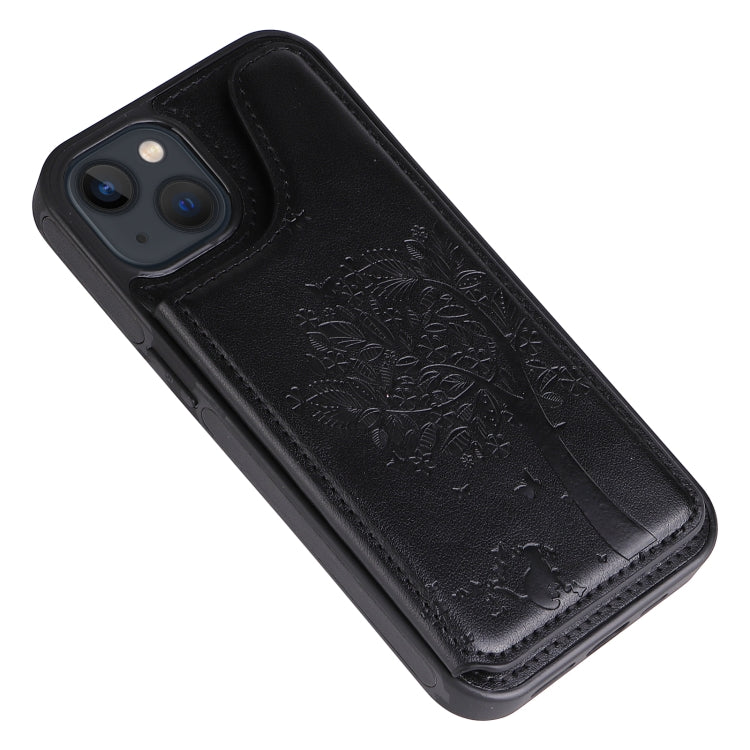 For iPhone 13 mini Cat Tree Embossing Pattern Shockproof Phone Case