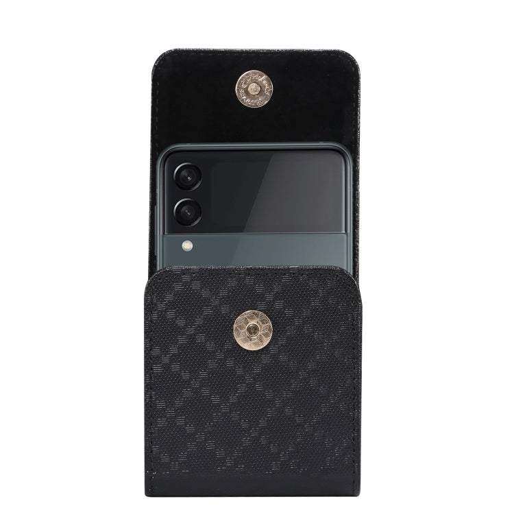 For Samsung Galaxy Z Flip3 5G Checkered Texture Waist Hanging Phone Case(Black)